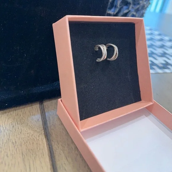 Pandora Entwined Half Hoop Crossover Earrings - Picture 5 of 9